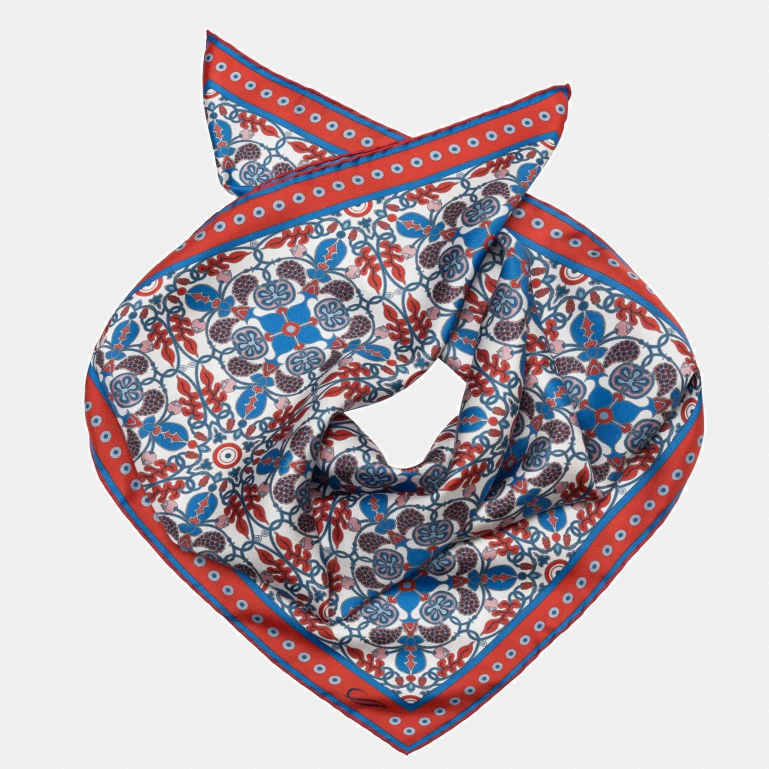 Barbaresco - Hand Rolled Silk Neckerchief - Red